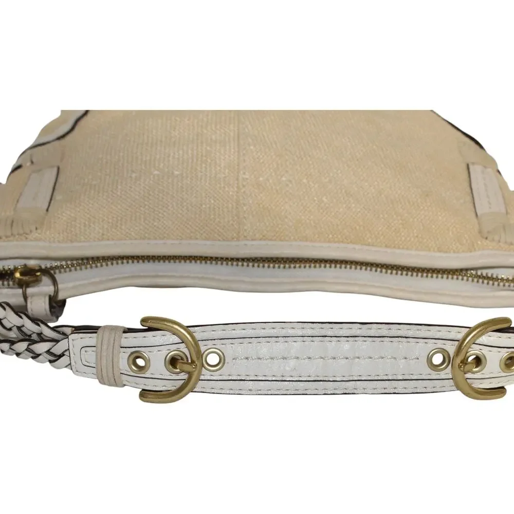 Coach Straw & Leather Soho Hobo Shoulder Bag 4710 Ivory colored leather trim